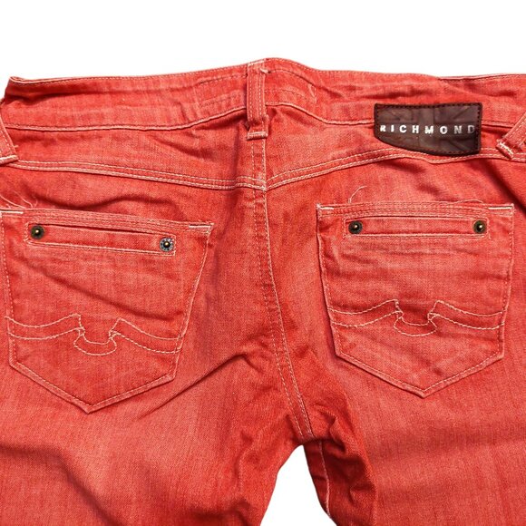 John Richmond Red Denim Capri Cropped Jeans Sz 28 NWT - Picture 6 of 11